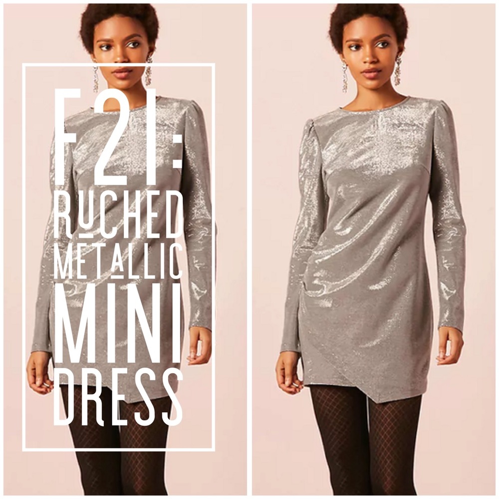 Ruched Metallic Mini Dress